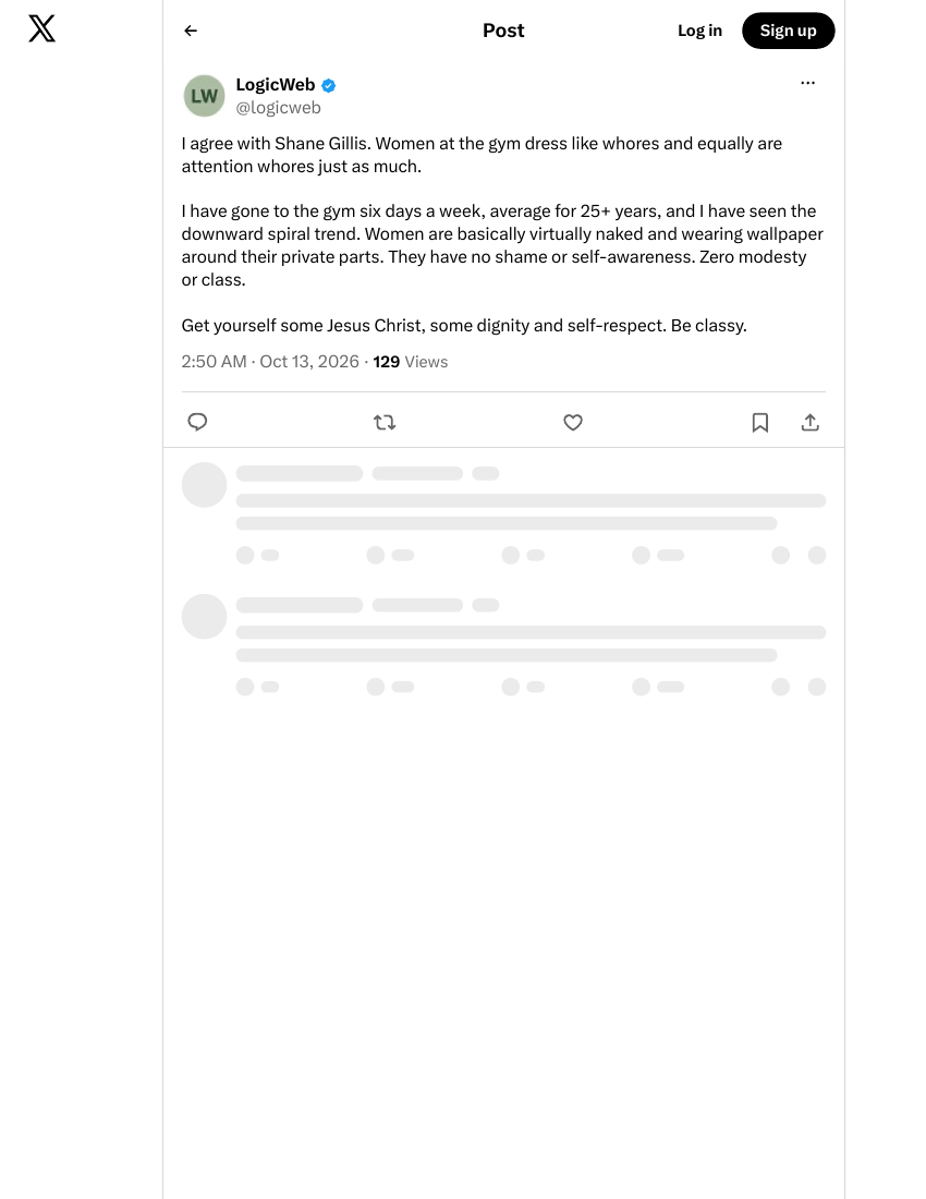 Screenshot of post by @logicweb