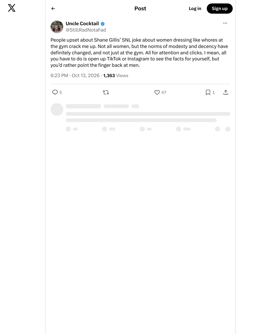 Screenshot of post by @StillRadNotaFad
